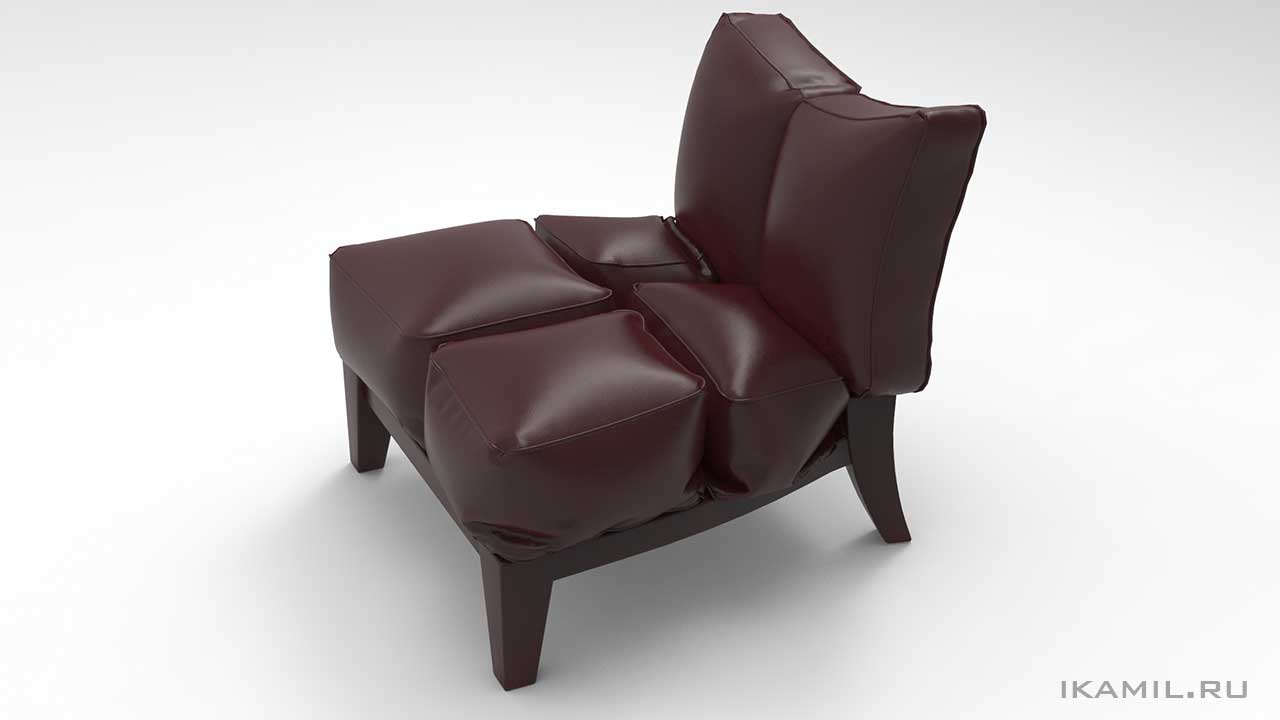 дизайнерское кресло 6ки в коричневом цвете -кожа