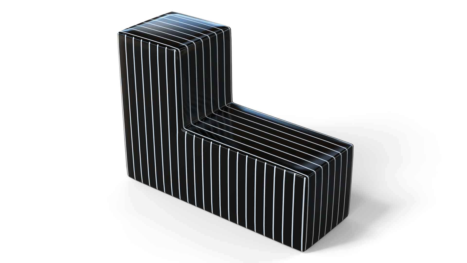 полосатая скамейка из пластика г-образной формы ганстерико